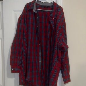Nautica Men's Red and Blue Checkered Shirt
